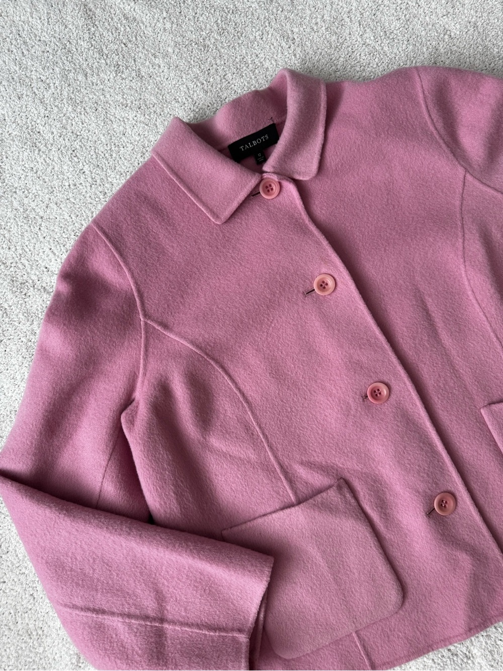 Talbots Pink Wool Blend Jacket | Women’s Small | Quiet Luxury | Old Money Chic - Picture 3 of 7